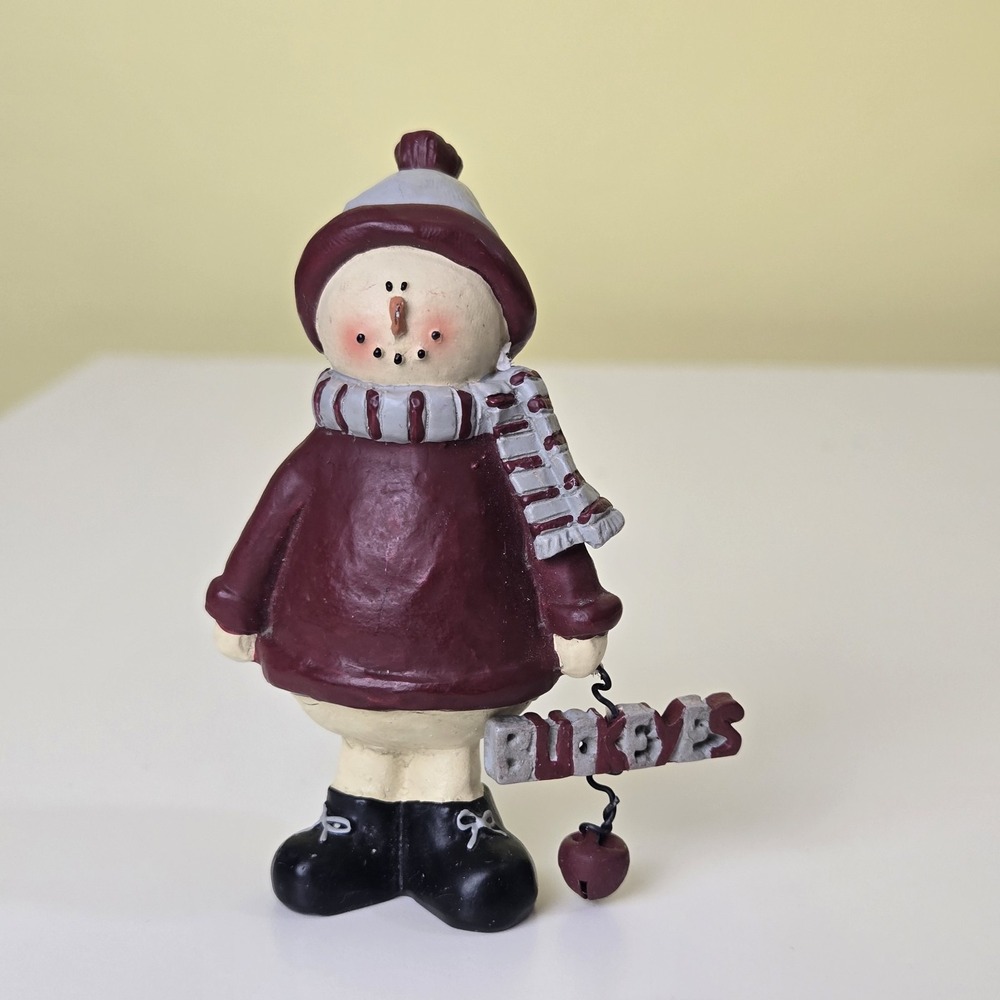 Blossom Bucket Suzi Skoglund Ohio Buckeyes Snowman In Red Coat Figure